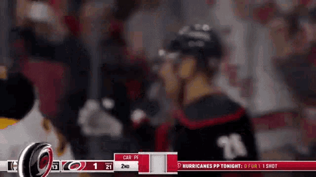 a hockey game is being played between the carolina panthers and the toronto maple leafs