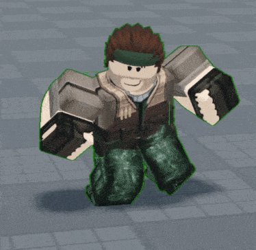 a cartoon character with a green headband and a brown jacket