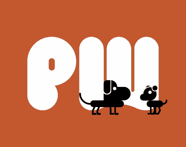 a logo for a company called pw with two dogs on it