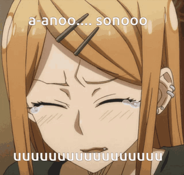 a picture of a girl crying with the words a-anoo sonoo