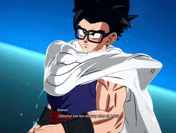 a cartoon character named gohan is wearing glasses