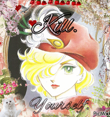 a painting of a woman with the words kill yourself written on it