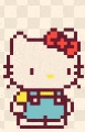 a pixel art drawing of hello kitty with a bow on her head .