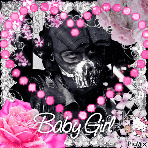 a picture of a man wearing a mask with the words baby girl on the bottom