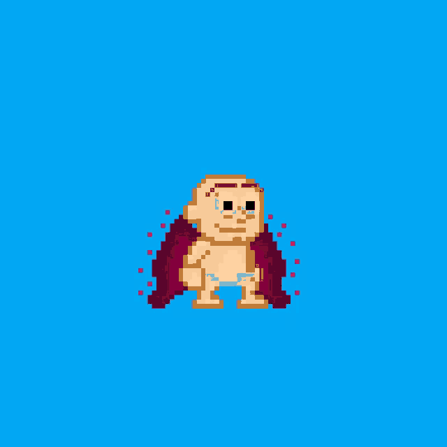 a pixel art of a man in a diaper with wings