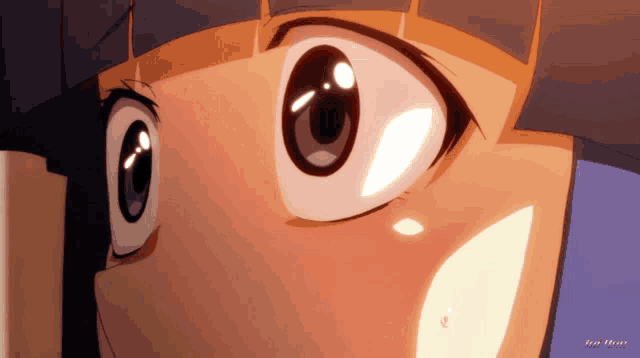 a close up of a cartoon character 's eyes with a watermark that says " by thee "