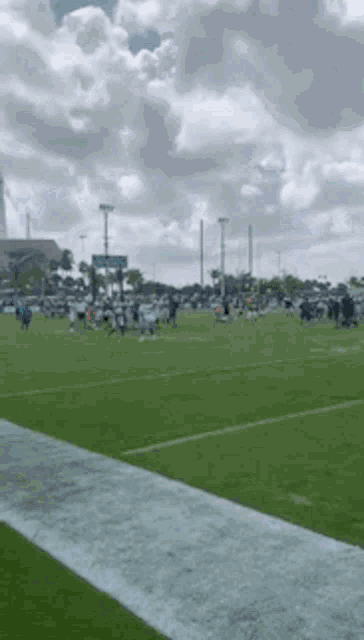 a group of people are playing football on a field .