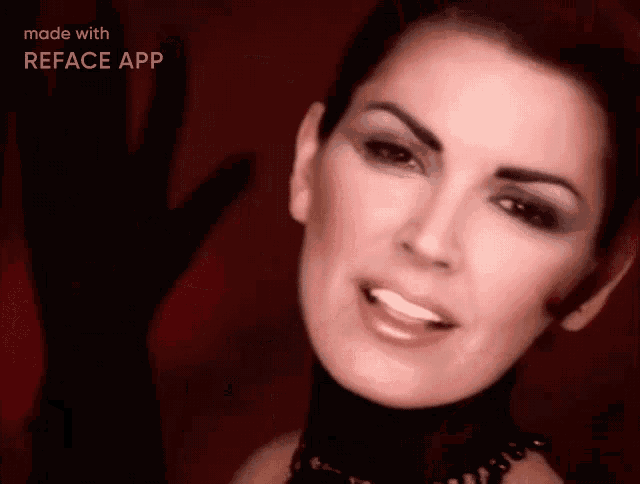 a close up of a woman 's face is made with the reface app