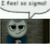 a picture of a cartoon character with a speech bubble that says `` i feel so sighful '' .