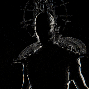 a silhouette of a person with a skull on top