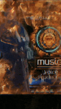 a sign that says music voice productions in the middle of a painting