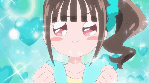 a girl with a ponytail and a blue bow in her hair