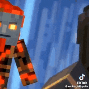 a minecraft character is standing next to another minecraft character in a video game .