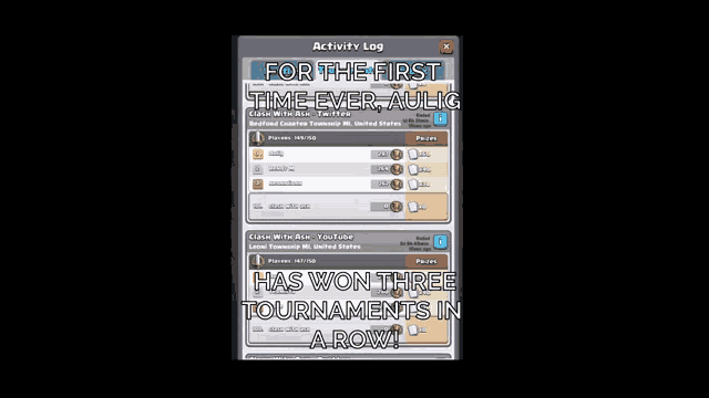 a screenshot of an activity log for the first time ever