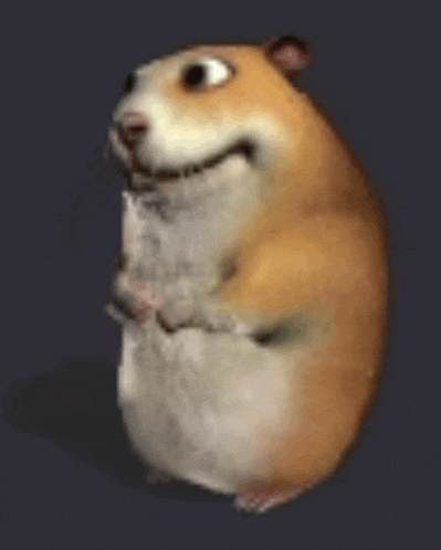 a hamster is standing with its mouth open on a black background .