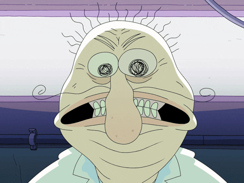 a cartoon drawing of a man with a big nose