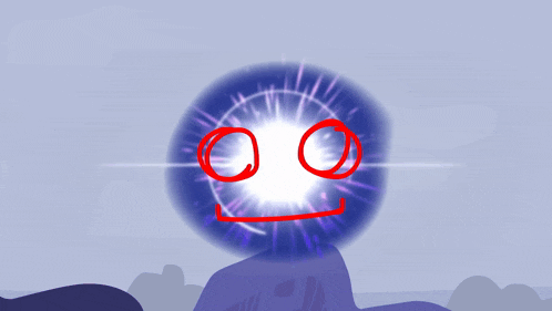 a drawing of a cartoon character with a smiley face on it
