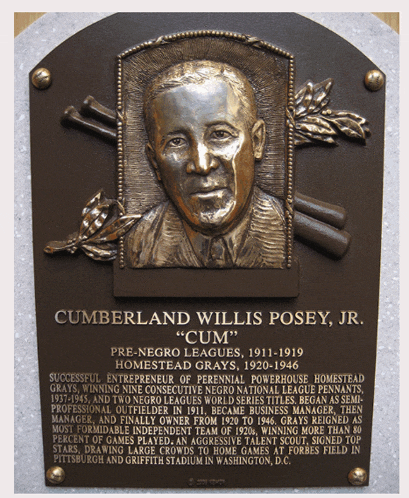 a bronze plaque for cumberland willis posey jr. homestead grays