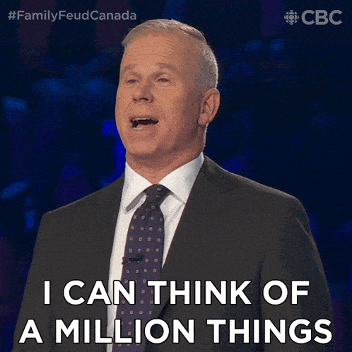 I Can Think Of A Million Things Gerry Dee GIF - I Can Think Of A Million Things Gerry Dee Family Feud Canada GIFs