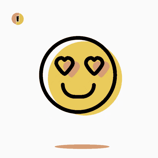 a smiley face with heart shaped eyes and a smile