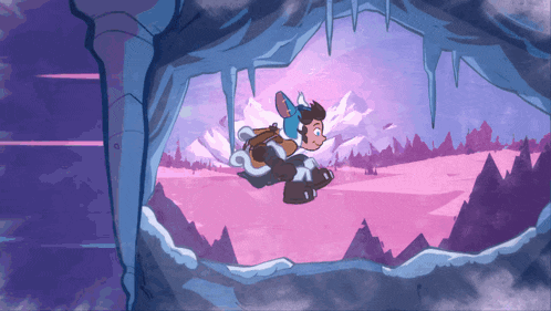 a cartoon drawing of a person flying through the air