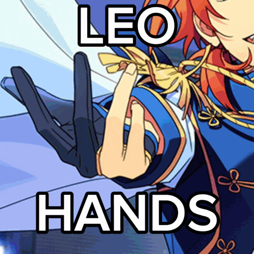 a picture of a person with the words leo hands