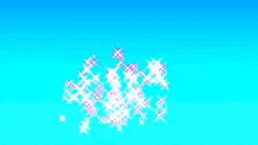 a person is surrounded by sparkles on a blue background