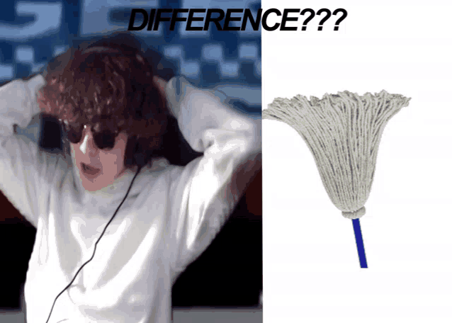a picture of a person next to a picture of a mop with the words difference on the bottom