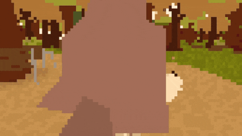 a pixel art drawing of a person walking down a road