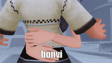 a cartoon character with the word bonvi on the bottom of it