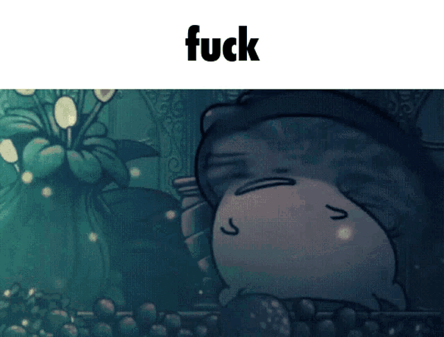 a cartoon of a frog with the word fuck written above it