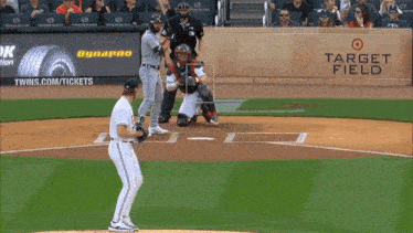 a baseball game is being played in target field