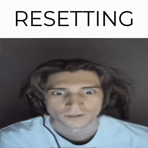 a picture of a man with headphones and the word resetting below it
