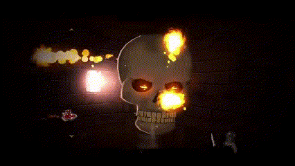 a pixel art of a skull with a diamond in its mouth