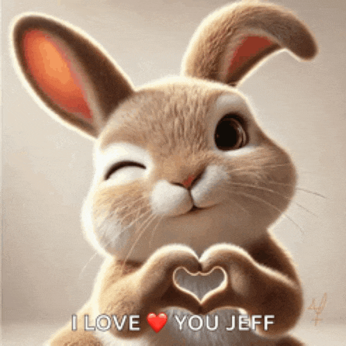 a bunny rabbit making a heart shape with its hands