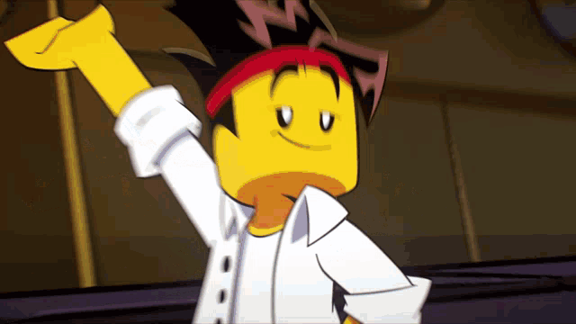 a cartoon character with a white shirt and a yellow head