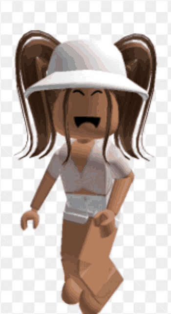 a girl wearing a white hat and a pink shirt