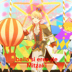 a cartoon of a man standing in front of a hot air balloon with the words baila si eres de mitzaki written below him