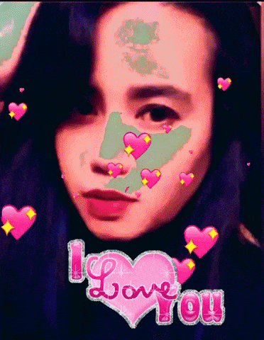 a picture of a woman with hearts and the words i love you