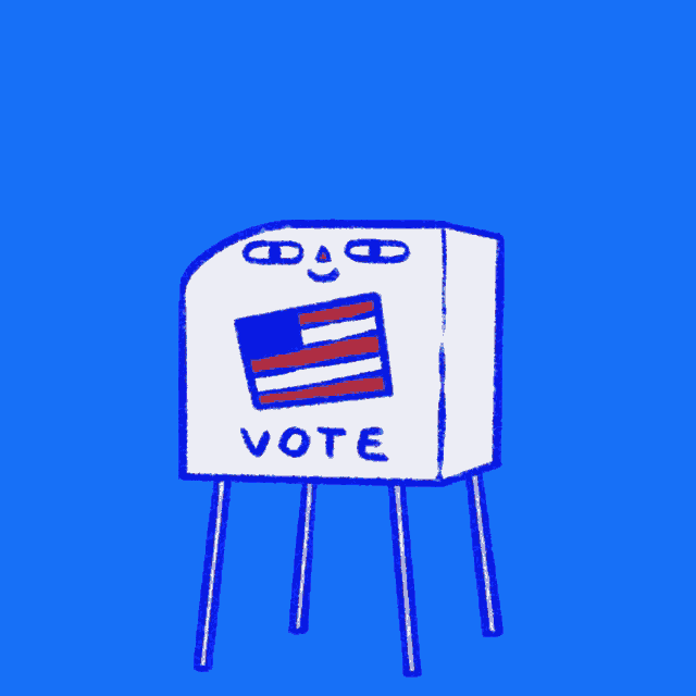 a cartoon drawing of a ballot box that says vote