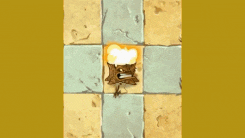 a cartoon drawing of a tree stump with a light coming out of it 's mouth