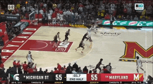 a basketball game between michigan and maryland