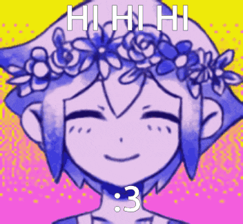 a drawing of a girl with a flower crown on her head says hi hi hi