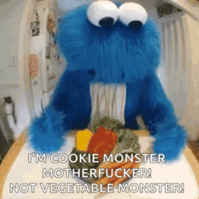 Cookie Monster Motherfucker GIF - Cookie Monster Motherfucker Vegetables GIFs