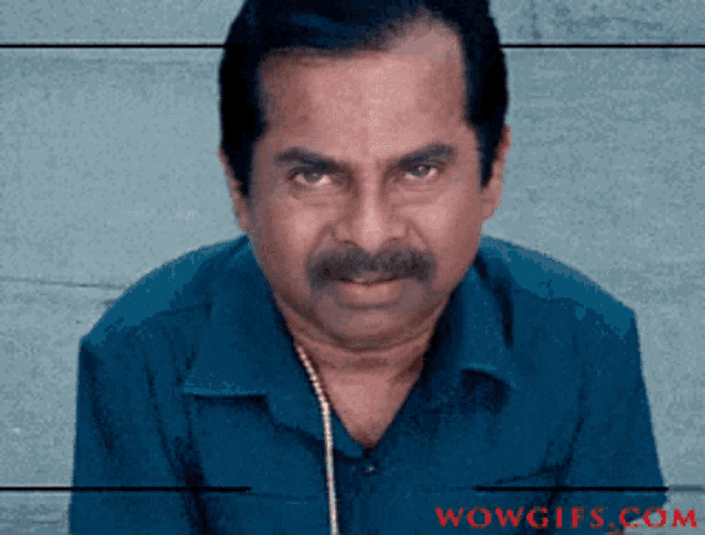 a man with a mustache is looking at the camera with a wowgifs.com logo in the corner
