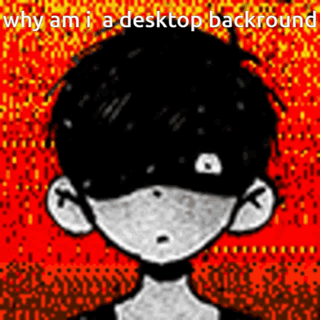 a black and white drawing of a boy with the words why am i a desktop background below him