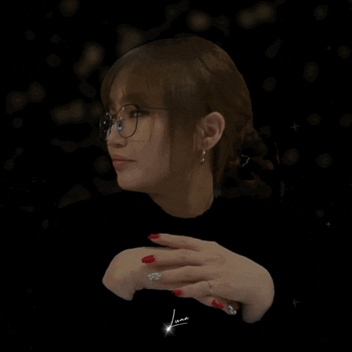 a drawing of a woman wearing glasses and red nails with the name lana on the bottom right