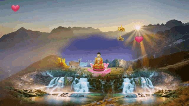 Lord Buddha Hearts GIF - Lord Buddha Hearts Falls GIFs