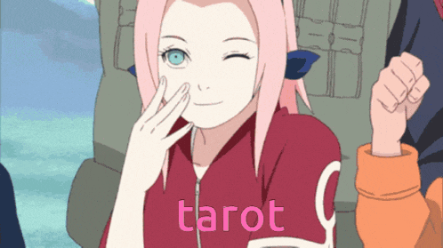 a cartoon of a girl with the word tarot on the bottom right