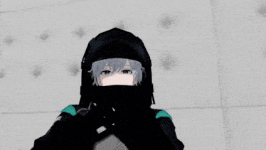 a 3d rendering of a person with a hood on